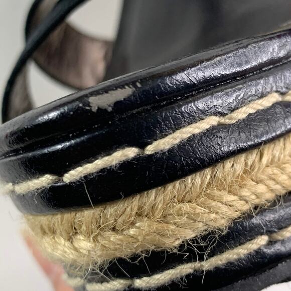 Charles David 5.5 Black Espadrilles Wedges Shoes Open Toe Ankle Strappy Sandal - Picture 11 of 12